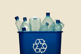 Plastic in recycling bin